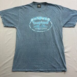 Vtg DK Tropical Paradise Puerto Rico Vintage Graphic T-Shirt Blue Mens Large USA